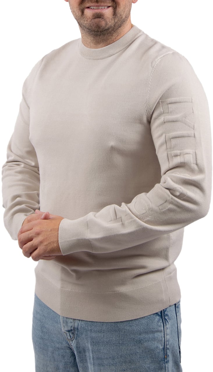 Lyle & Scott Lyle & Scott Mesh Logo Crew Neck Jumper Beige