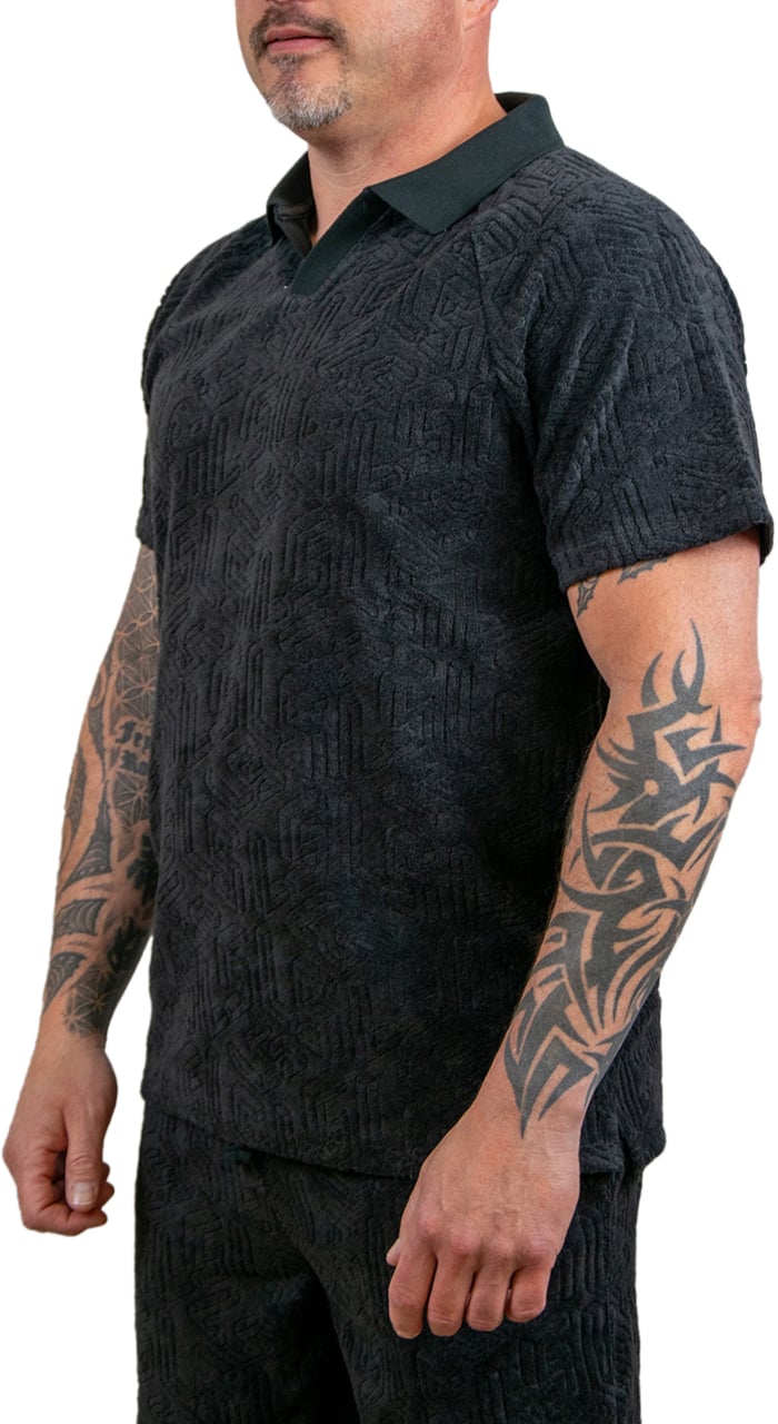 Lyle & Scott Lyle & Scott Emblem Towelling Polo Shirt Zwart