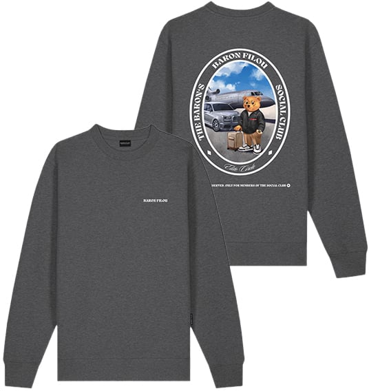Baron Filou Baron Filou Cli The Jetset Traveler Oval Backprint Sweater Grijs
