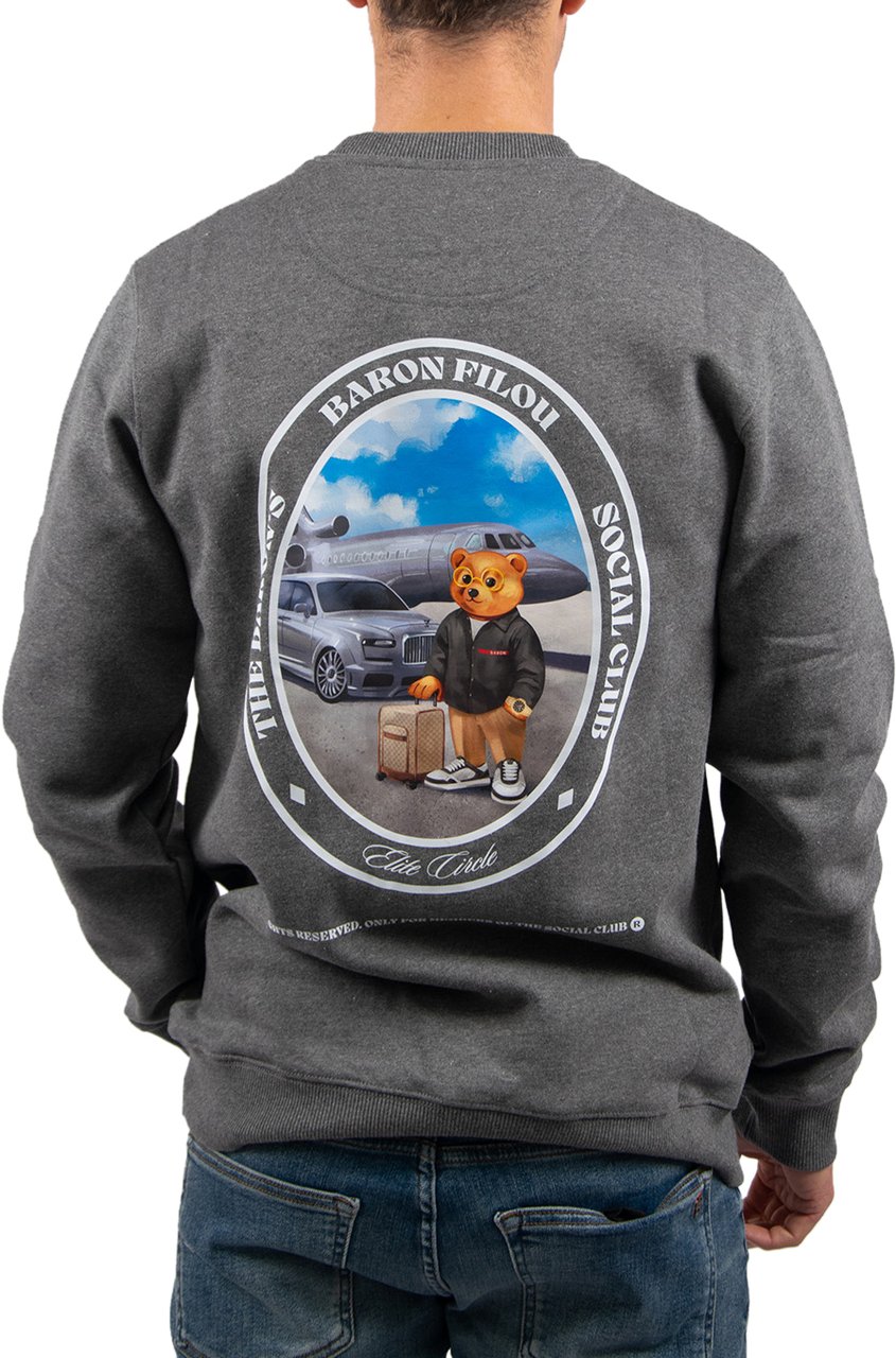 Baron Filou Baron Filou Cli The Jetset Traveler Oval Backprint Sweater Grijs