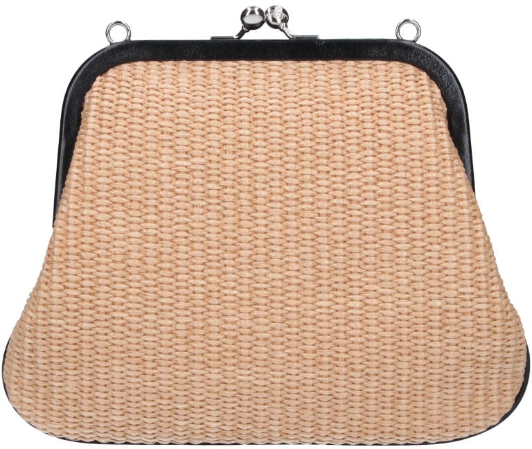 Vivienne Westwood Beige Orb Embossed Raffia Shoulder Bag Neutraal