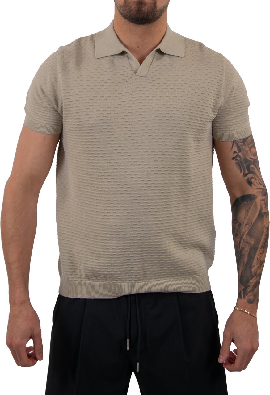 Antony Morato SWEATER POLO WITHOUT BUTTON SHORT SLEEVES REGULAR FIT IN COTTON SOFT YARN Beige