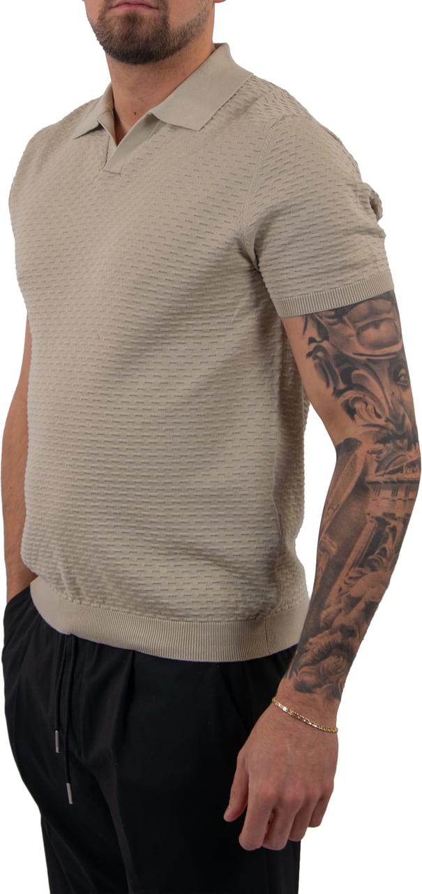 Antony Morato SWEATER POLO WITHOUT BUTTON SHORT SLEEVES REGULAR FIT IN COTTON SOFT YARN Beige