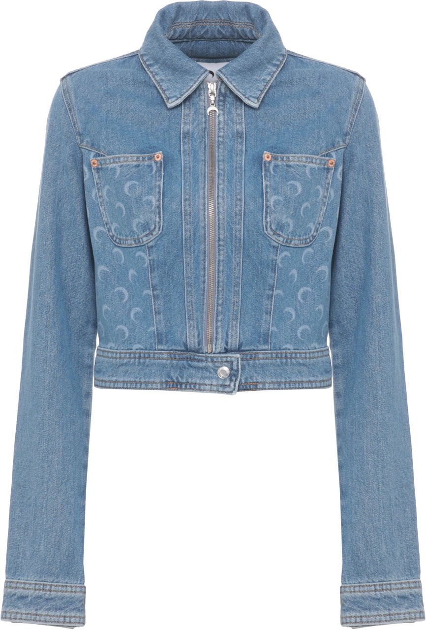 Marine Serre Coats Light Blue Blauw