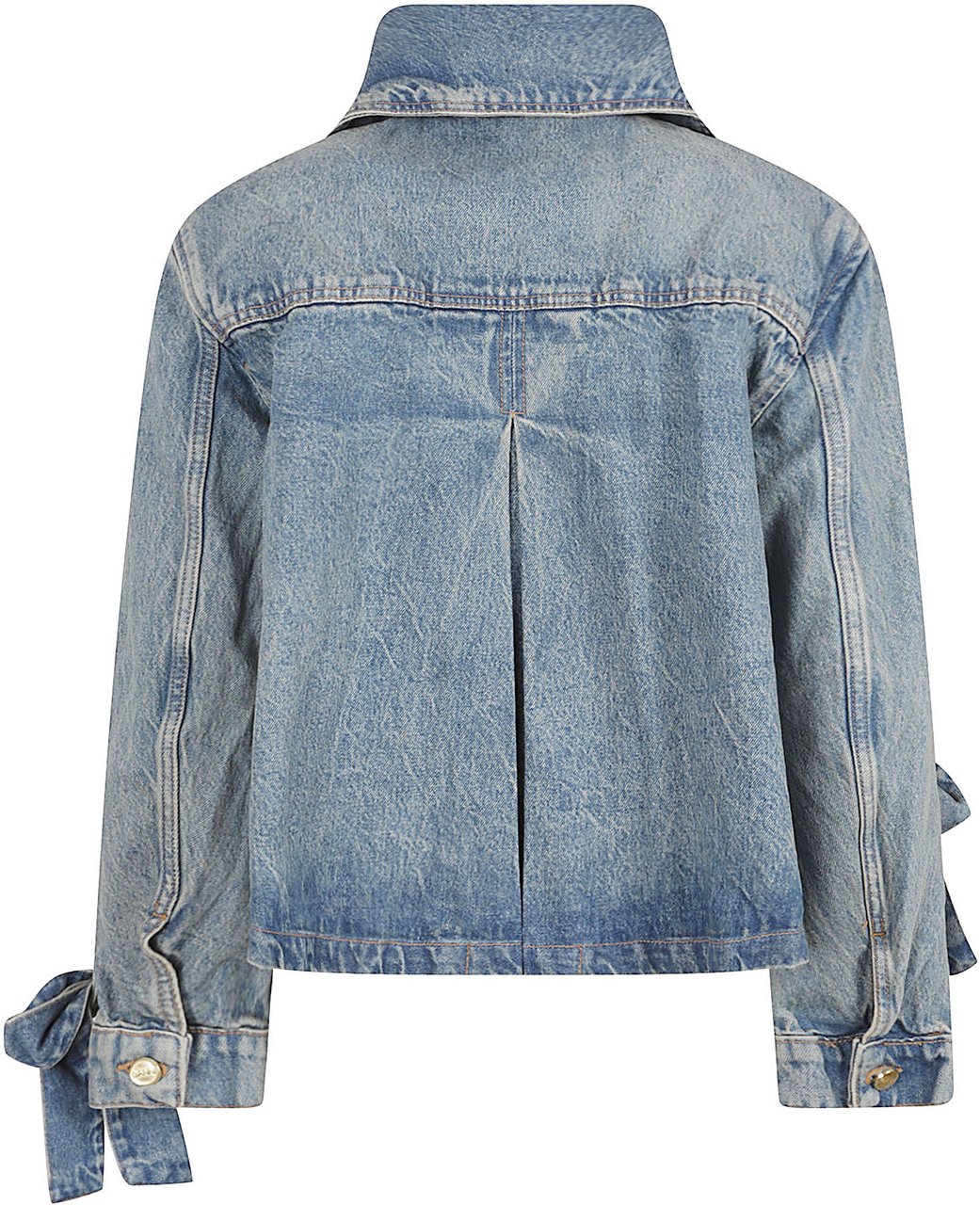 Ganni Cropped Light Blue Denim Jacket Grijs