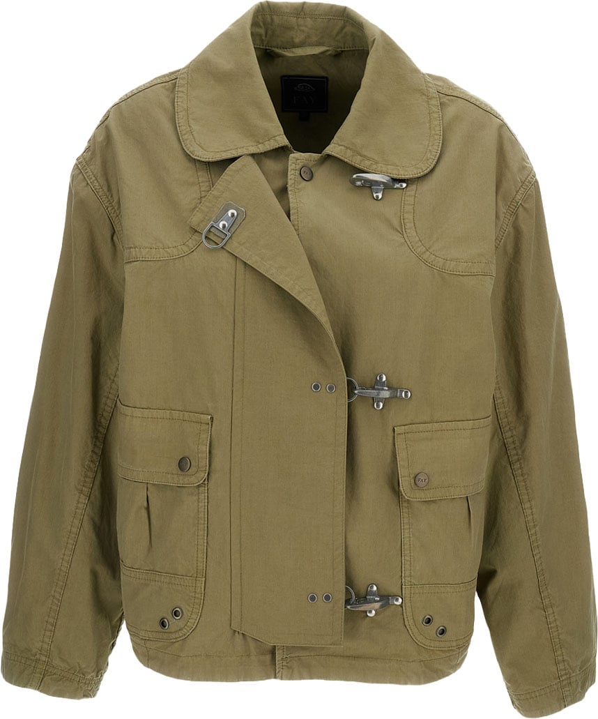 Fay 3 Ganci Cotton Canvas Jacket Groen