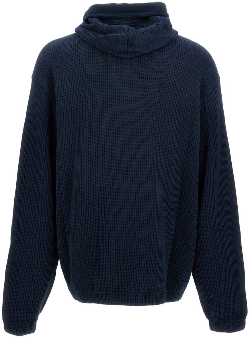 ROA Blue Cotton Waffle Hoodie Blauw