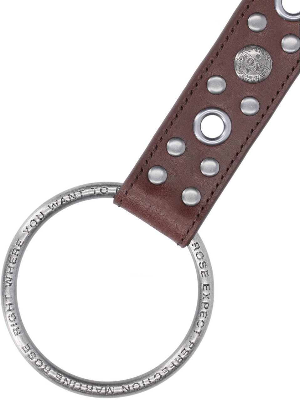 Martine Rose Brown Studded Leather Strap Keychain Charm Bruin