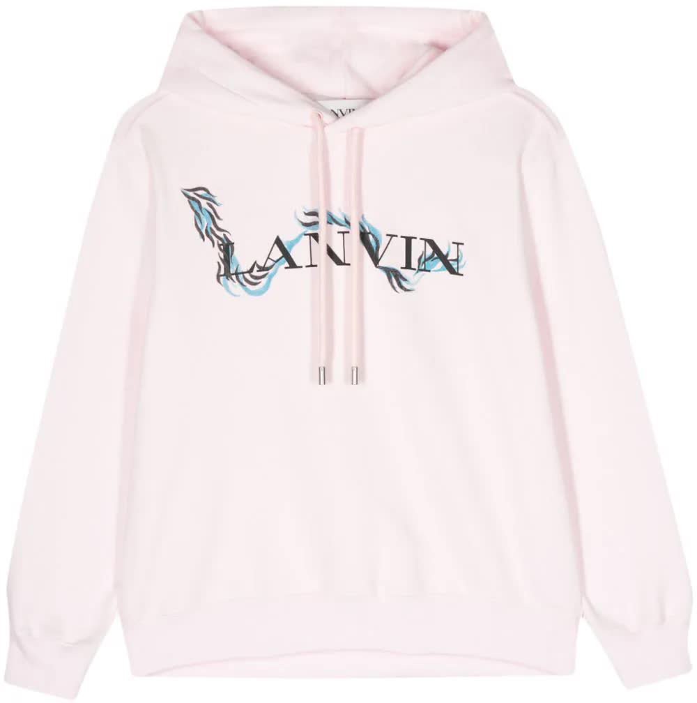 Lanvin Pink Felpa Con Cappuccio Logo Hoodie Wit