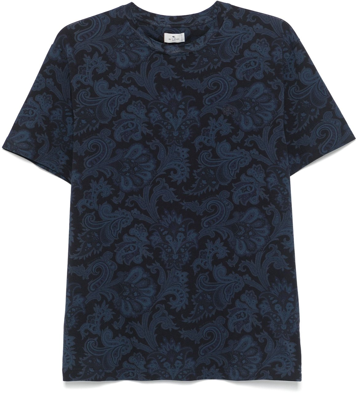 Etro Roma Paisley-Print Floral Cotton T-Shirt Zwart