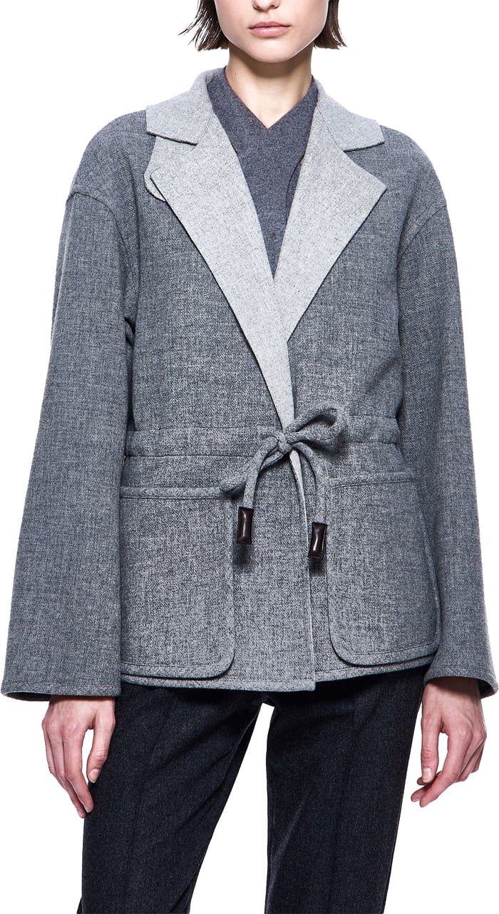 Giorgio Armani Textured Grey Wool Relaxed Fit Blazer Grijs