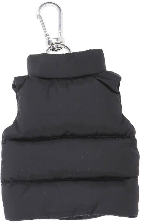 Moncler Black Mini Padded Vest-Shaped Keychain Zwart