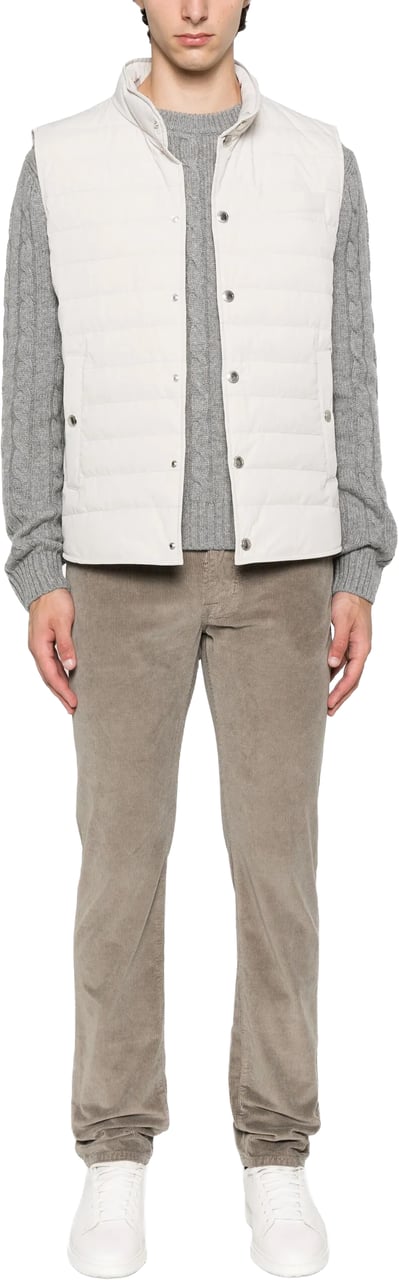 Prada Cashmire Cable Knit Cashmere Sweater Grijs