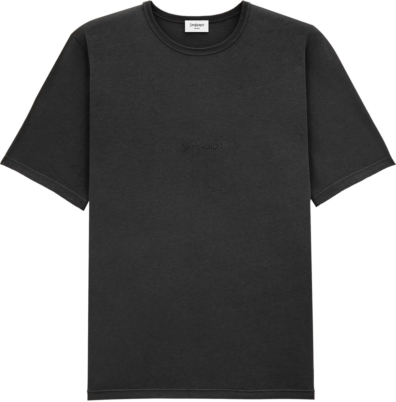 Saint Laurent Tshirt Cassandre Tone-on-Tone Cotton T-Shirt Zwart