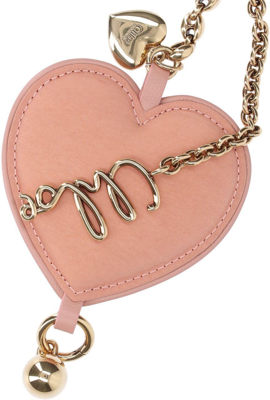 Chloé Pink Symbols Heart Leather Keyring Roze