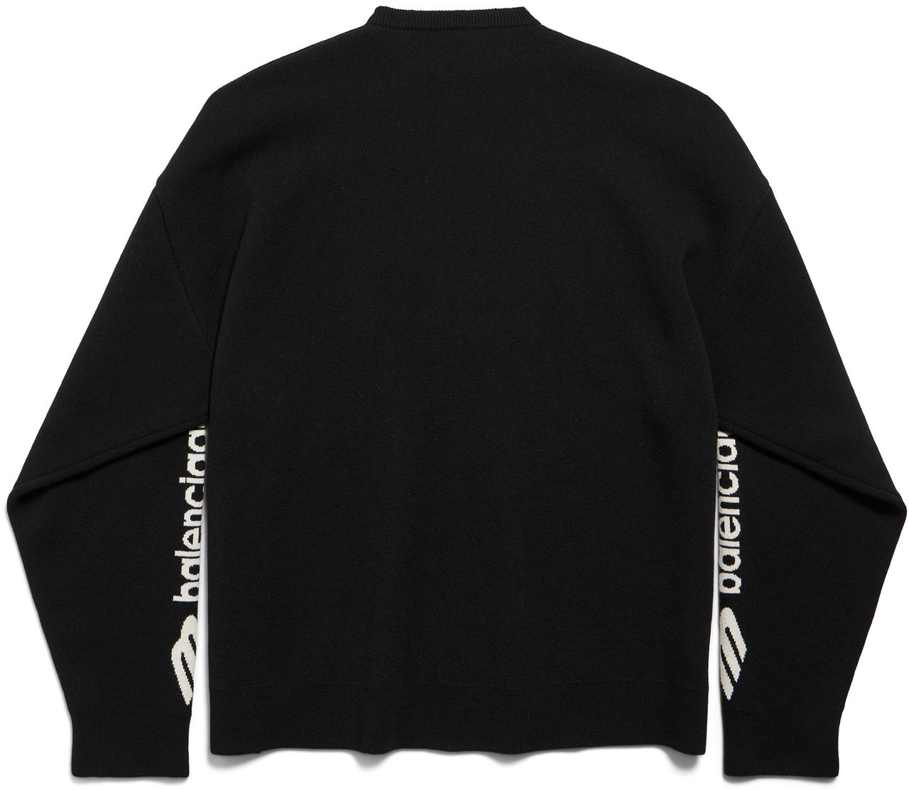 Balenciaga Black Ski Crewneck Vertical Logo Sweater Zwart