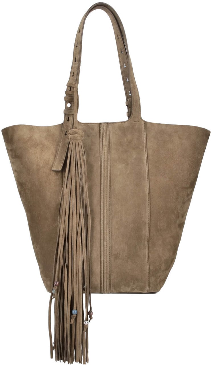 Golden Goose Brown 24/7 Fringed Calf Suede Tote Bruin