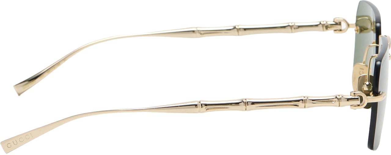 Gucci Gold Rectangular Rimless Bamboo Texture Sunglasses Neutraal