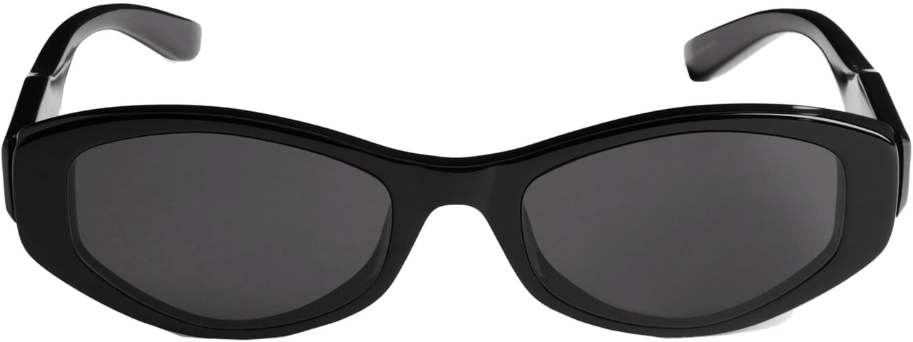 Balenciaga Black Nova Oval Narrow Frame Sunglasses Grijs