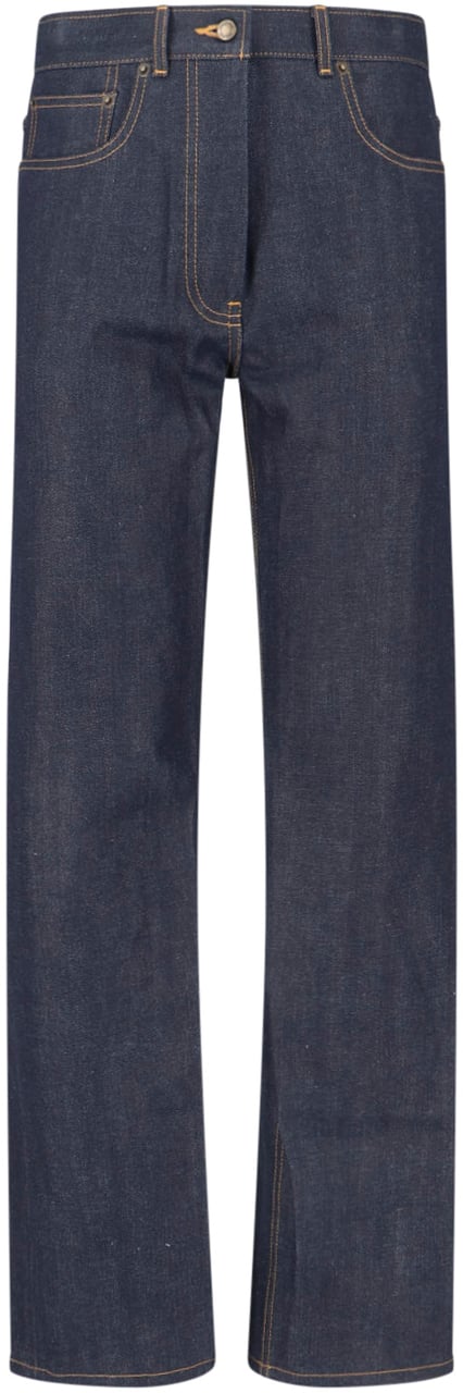 Thom Browne Blue Mid-Rise Straight-Leg Denim Jeans Blauw