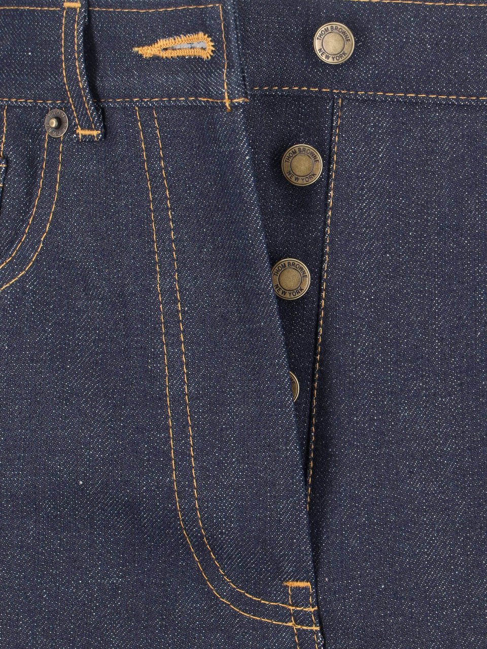 Thom Browne Blue Mid-Rise Straight-Leg Denim Jeans Blauw