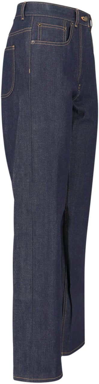 Thom Browne Blue Mid-Rise Straight-Leg Denim Jeans Blauw