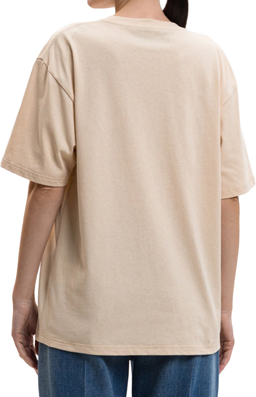 Valentino Neutral Relaxed-Fit Textured Lettering T-shirt Neutraal