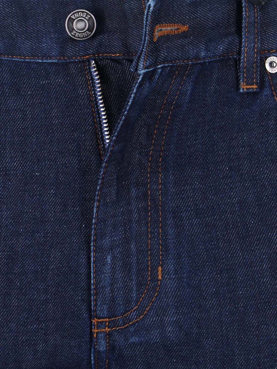 Zegna Blue Mid-Rise Cotton-Linen Straight Leg Jeans Blauw