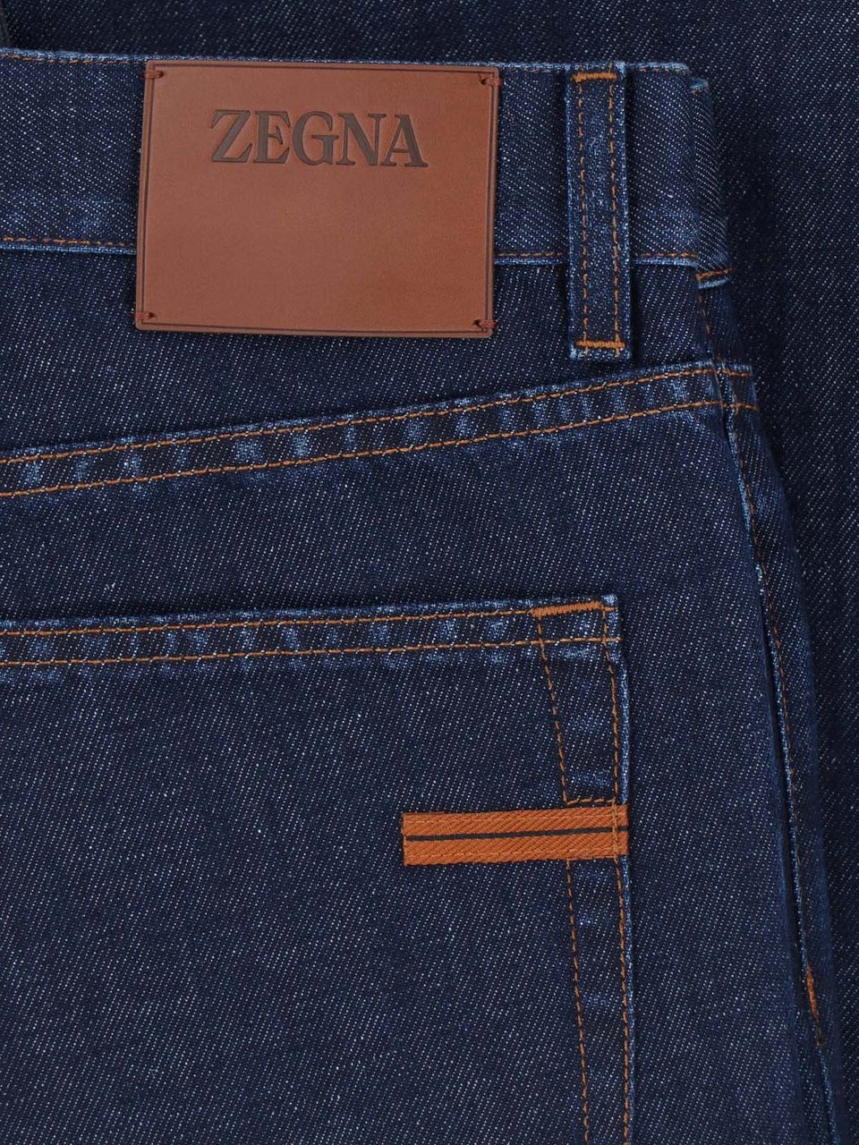 Zegna Blue Mid-Rise Cotton-Linen Straight Leg Jeans Blauw