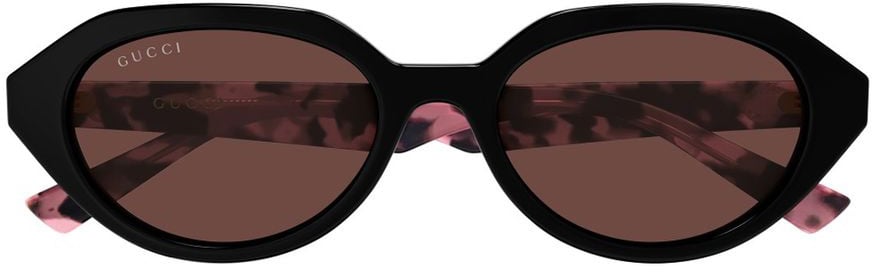 Gucci Geometric Oval Frame Sunglasses with Double G Emblem GG2178S Linea Emblem Zwart