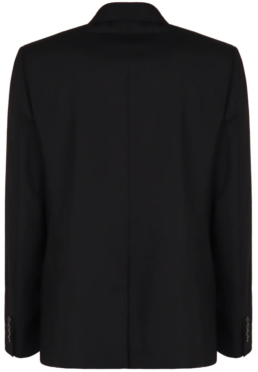 Gucci Black Double-Breasted Structured Wool Jacket Zwart