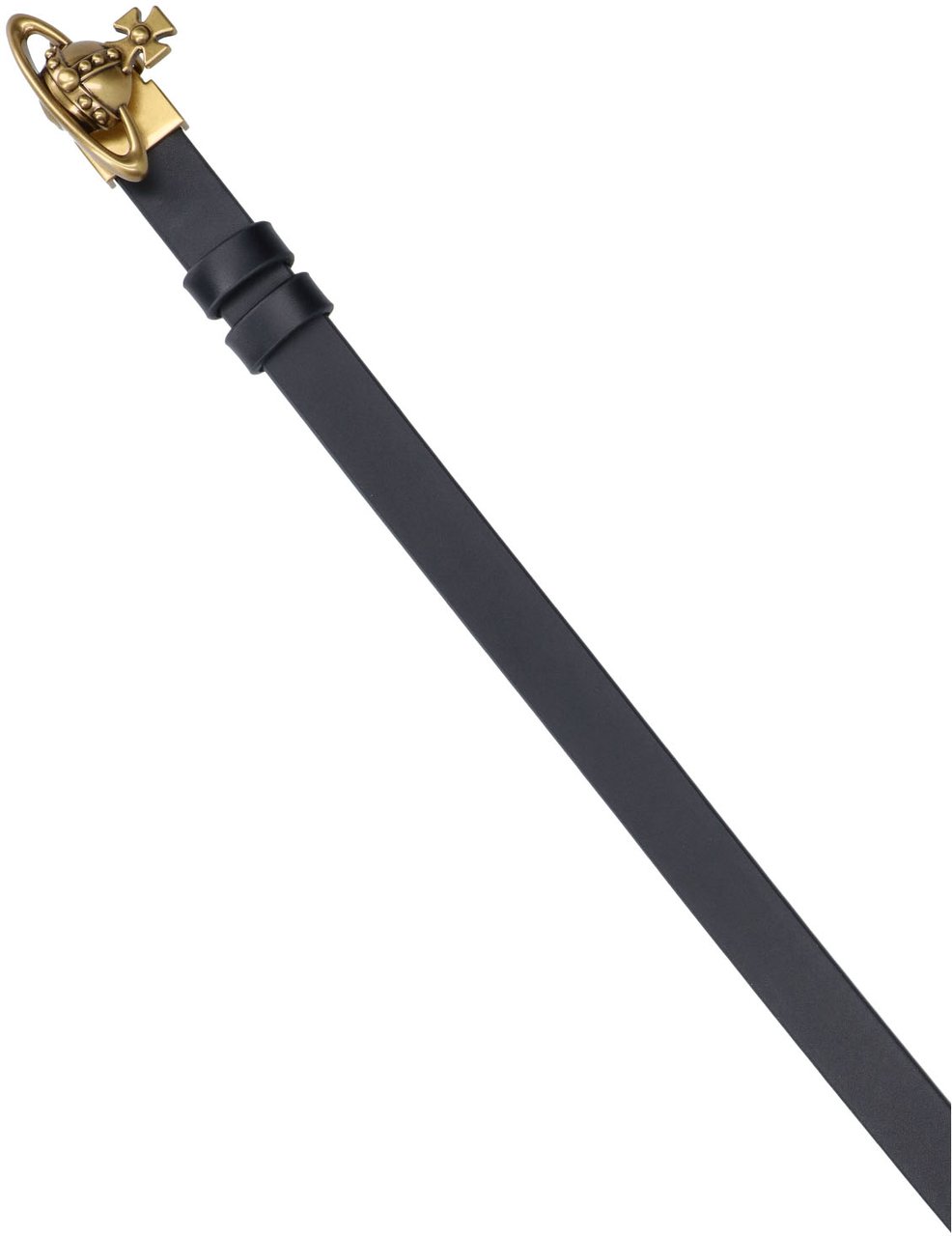 Vivienne Westwood Black Orb Calf Leather Adjustable Belt Zwart