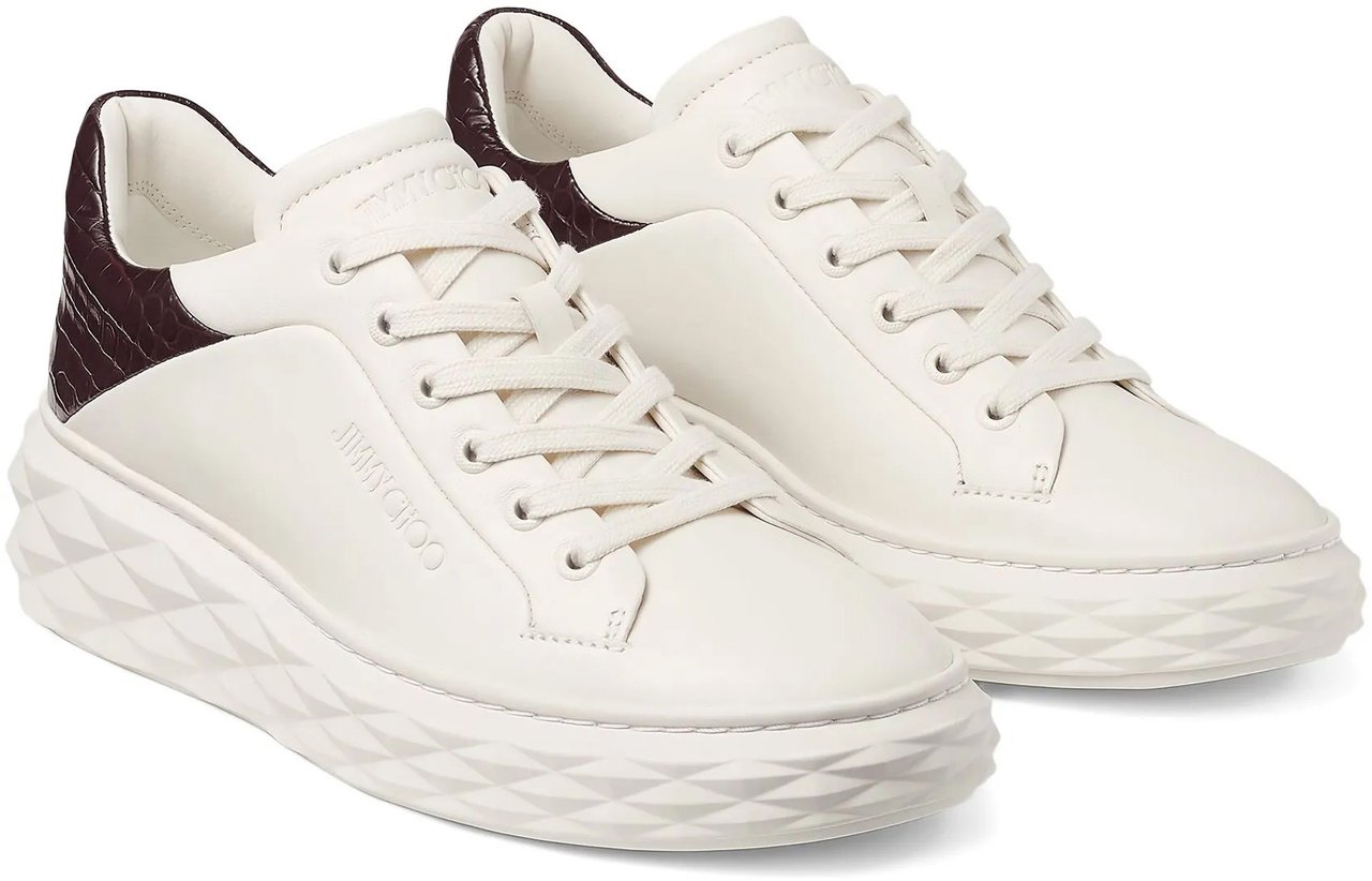 Jimmy Choo White Diamond Sculptural Nappa Sneakers Neutraal