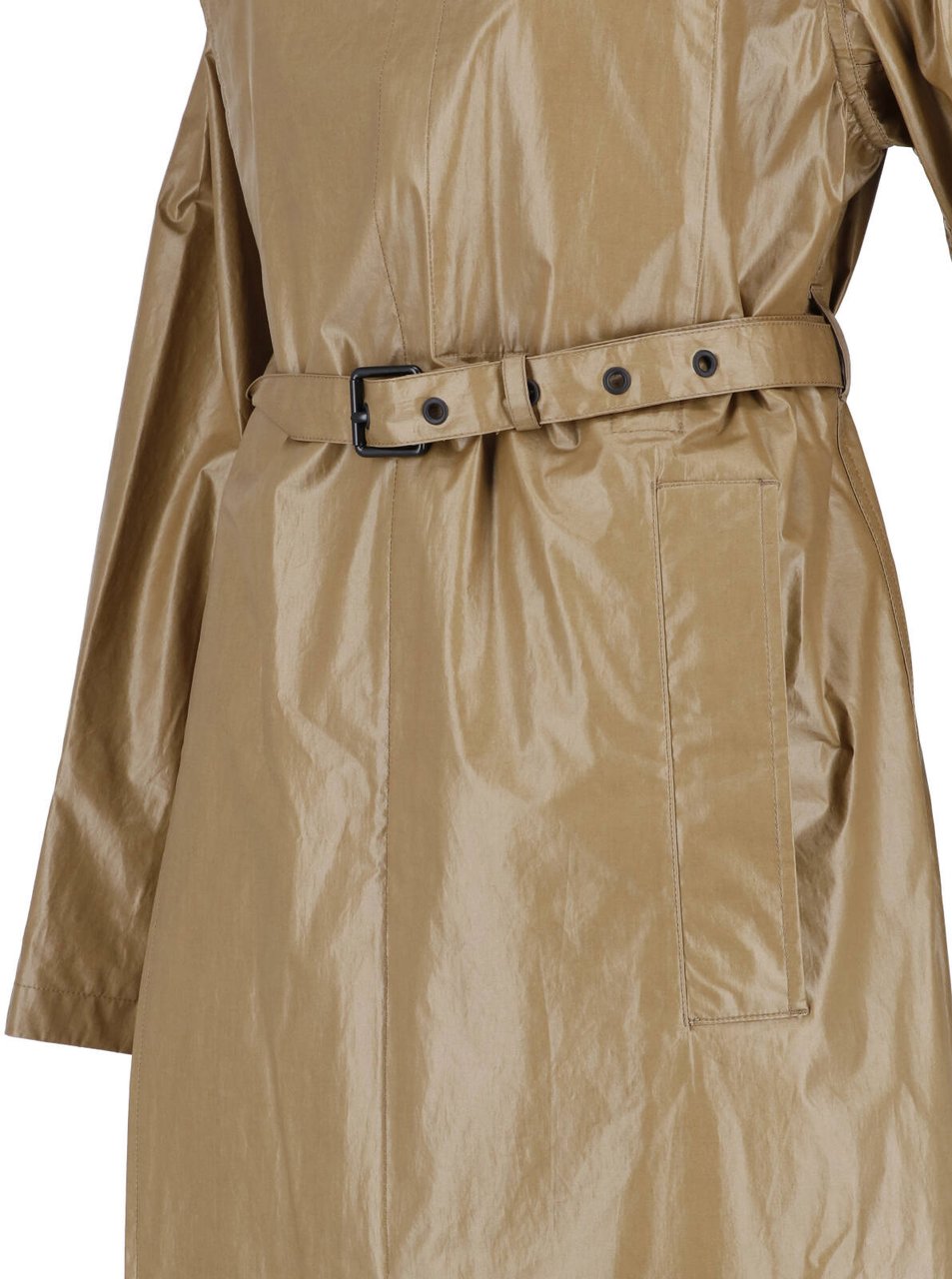 Lemaire Khaki Coated Cotton Short Belted Coat Bruin