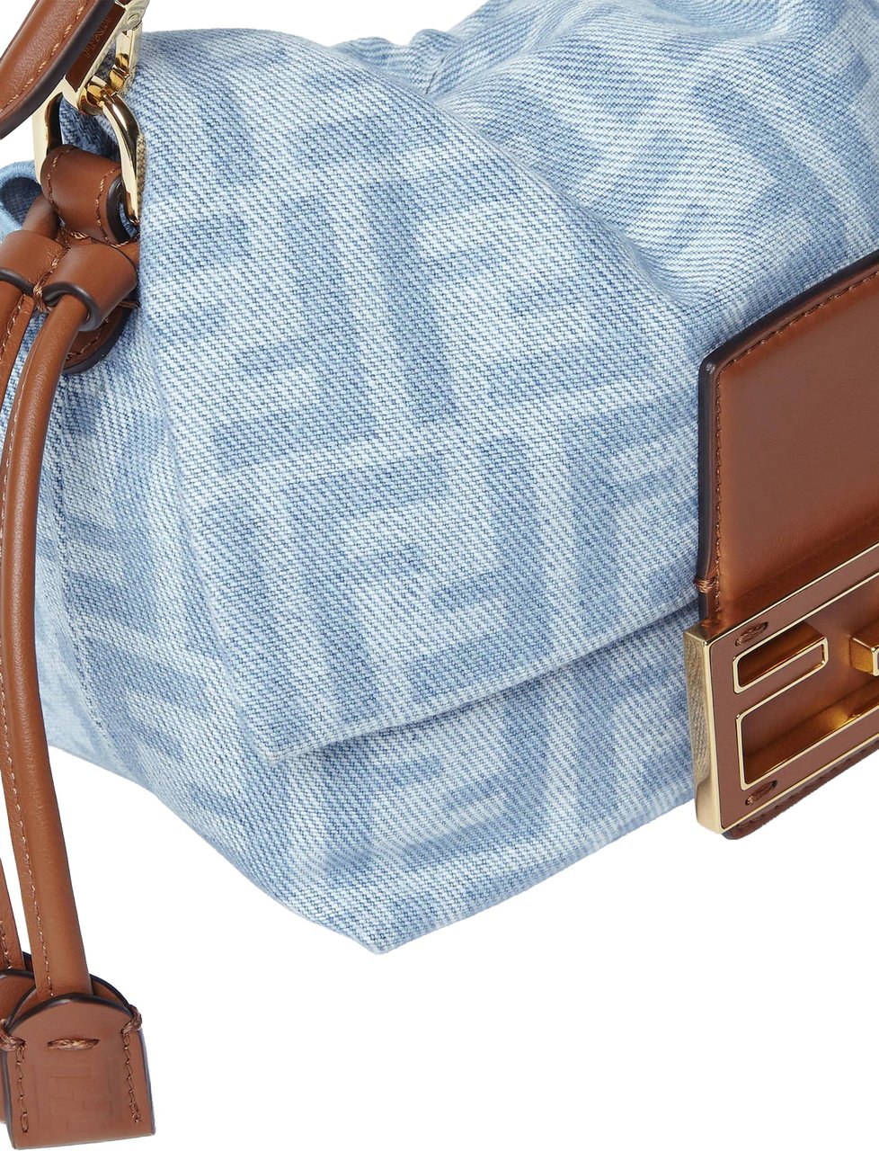 Fendi Soft Rectangular Baguette Bag with Monogram Pattern and Leather Accents Wit