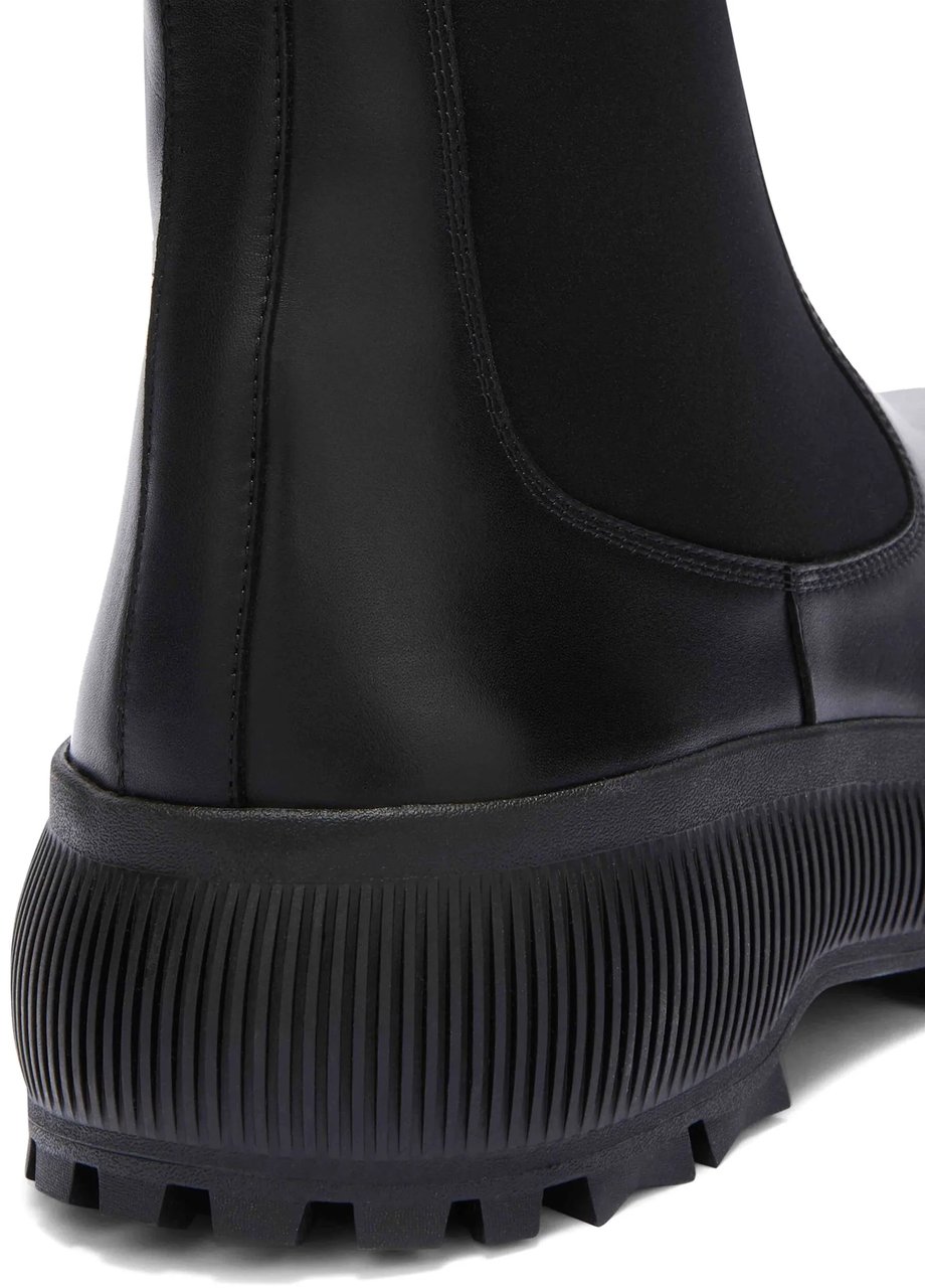 Jil Sander Black Chelsea Vibram Sole Leather Boots Zwart