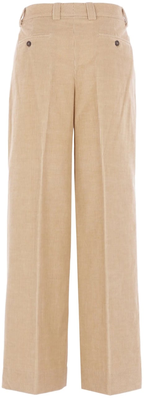 Incotex Beige Wide-Leg Textured Corduroy Pants Neutraal