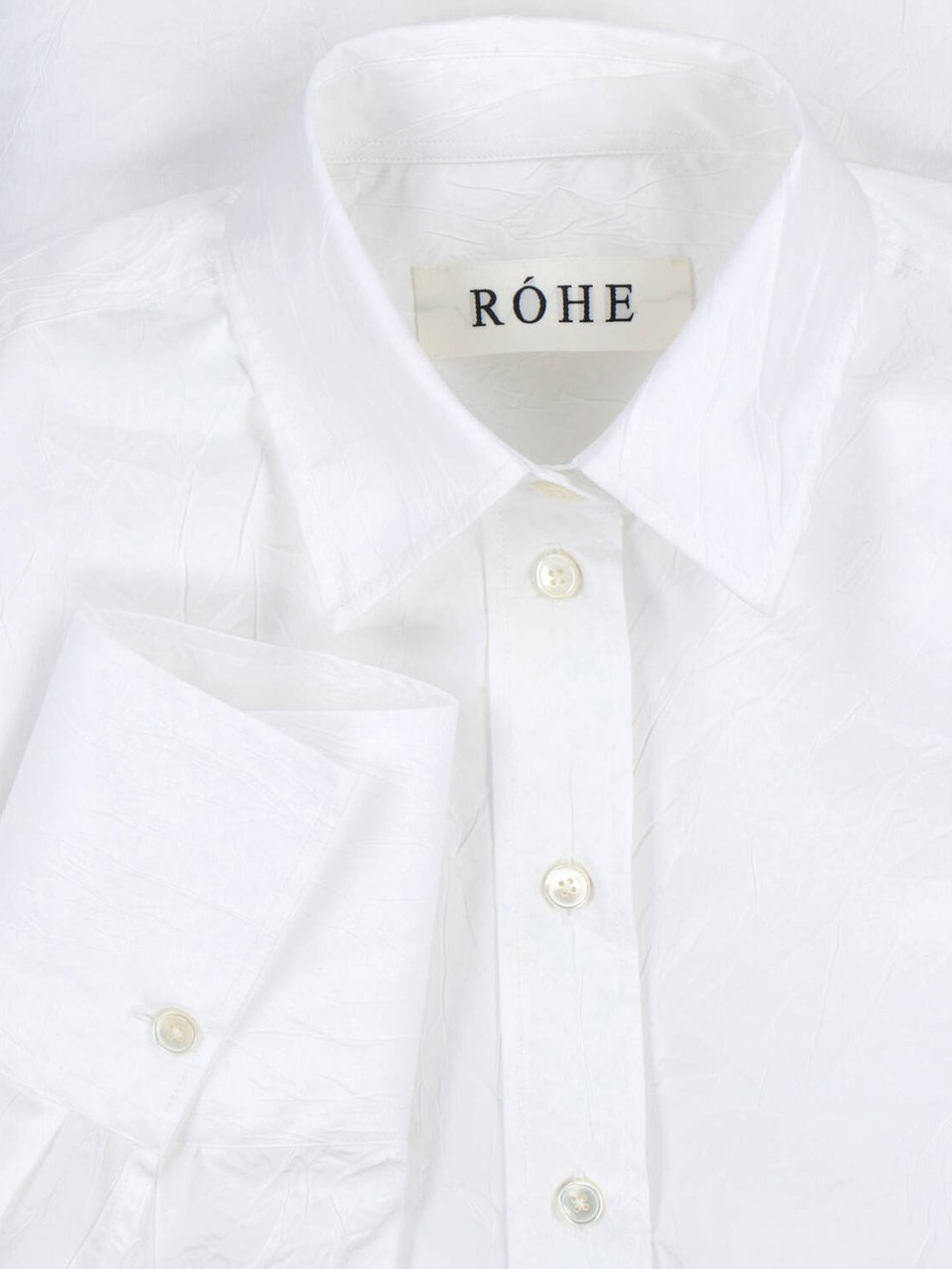 Rohe White Classic Collar Long-Sleeve Cotton Shirt Wit