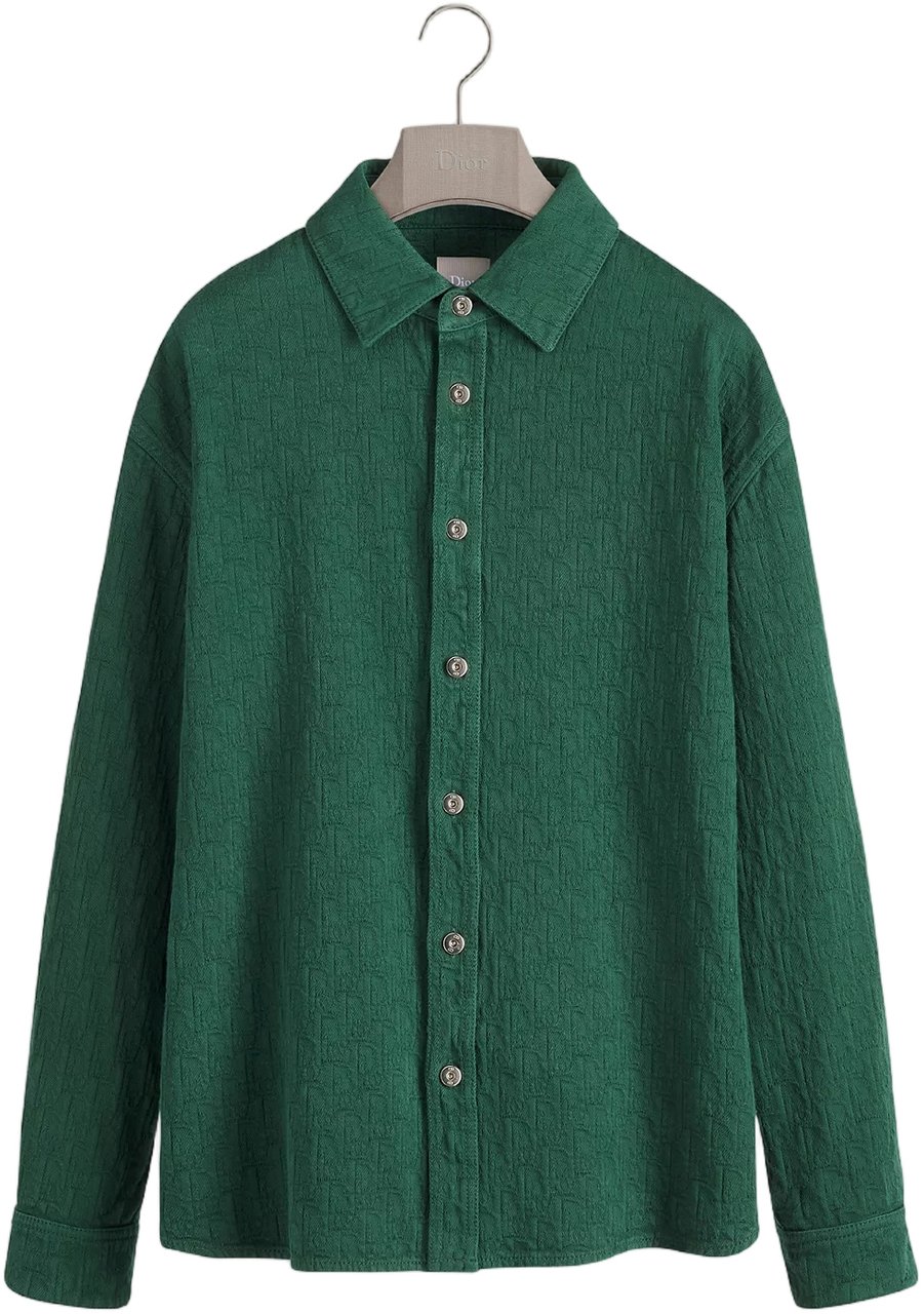 Dior Textured Long-Sleeve Button-Up Shirt Groen