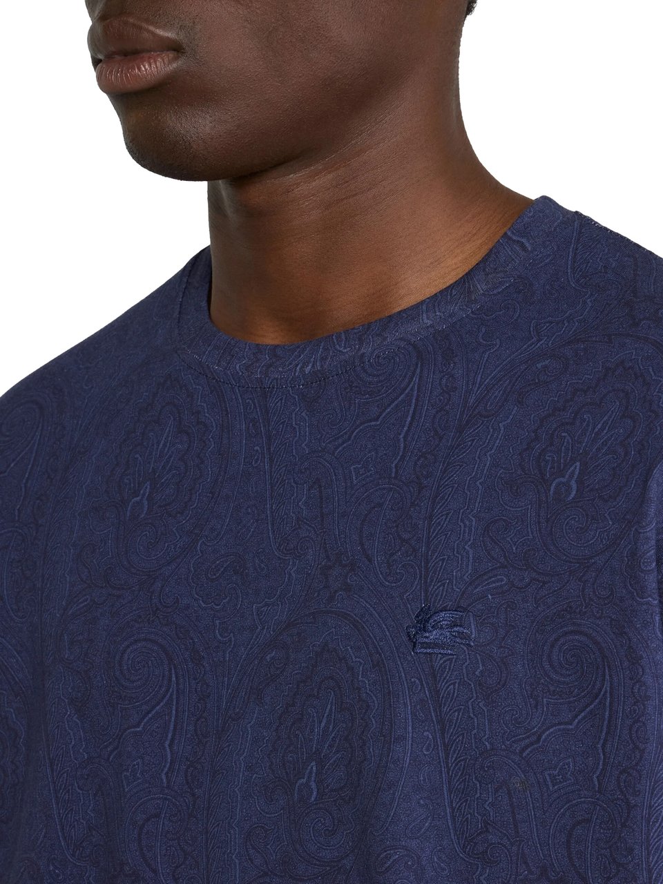 Etro Navy Roma Short-Sleeved Paisley Pattern T-Shirt Zwart
