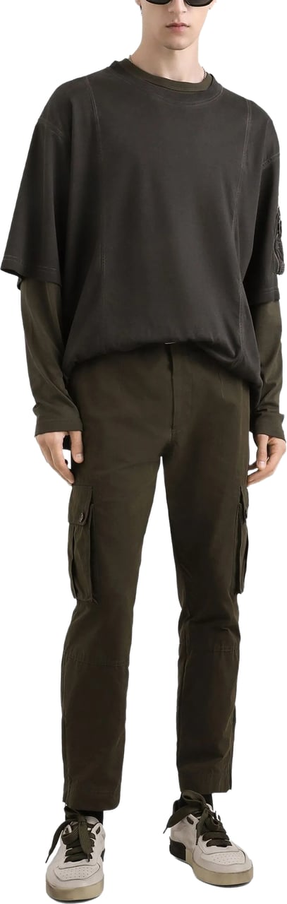 Dolce & Gabbana Black Cropped Cargo Flap Pocket Pants Zwart
