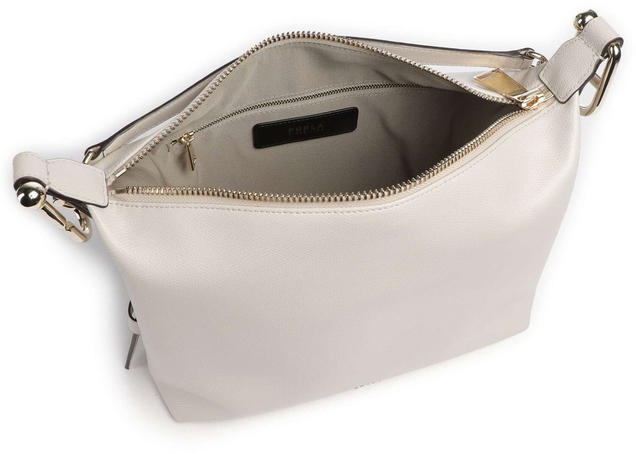 Furla Tonie M Hobo Minimalist Leather Handbag Grijs