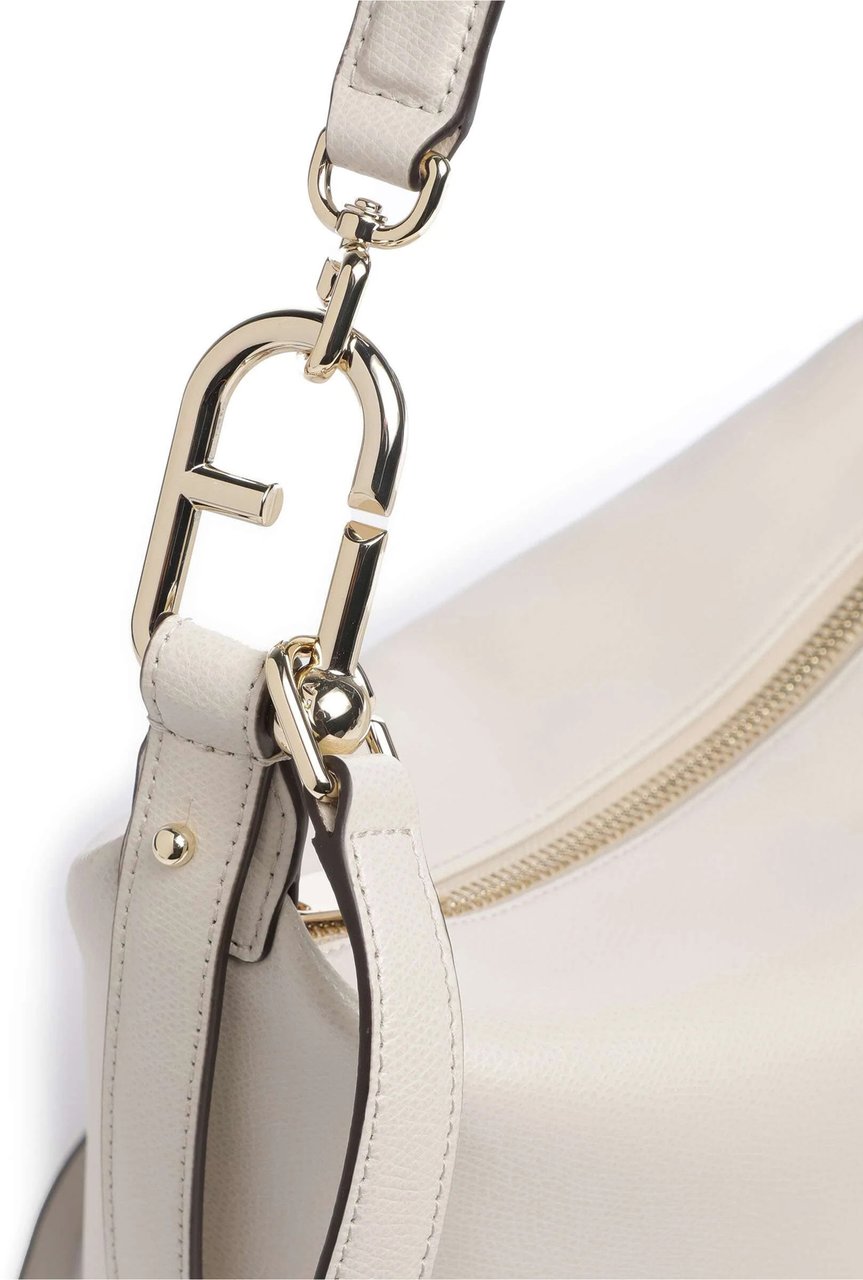 Furla Tonie M Hobo Minimalist Leather Handbag Grijs