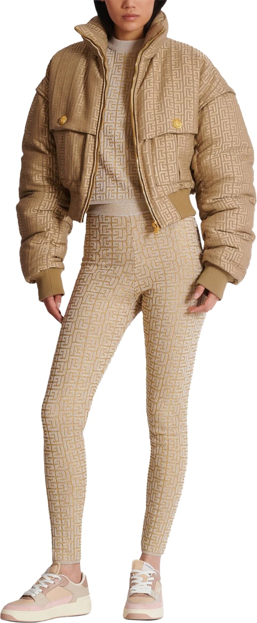 Balmain Neutral Leggings High-Waisted Knit Leggings Neutraal