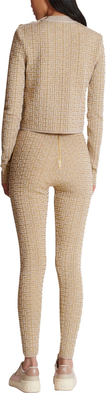 Balmain Neutral Leggings High-Waisted Knit Leggings Neutraal