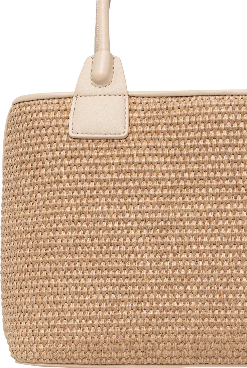 Twin-set Parchment Rectangular Woven Handbag Bruin