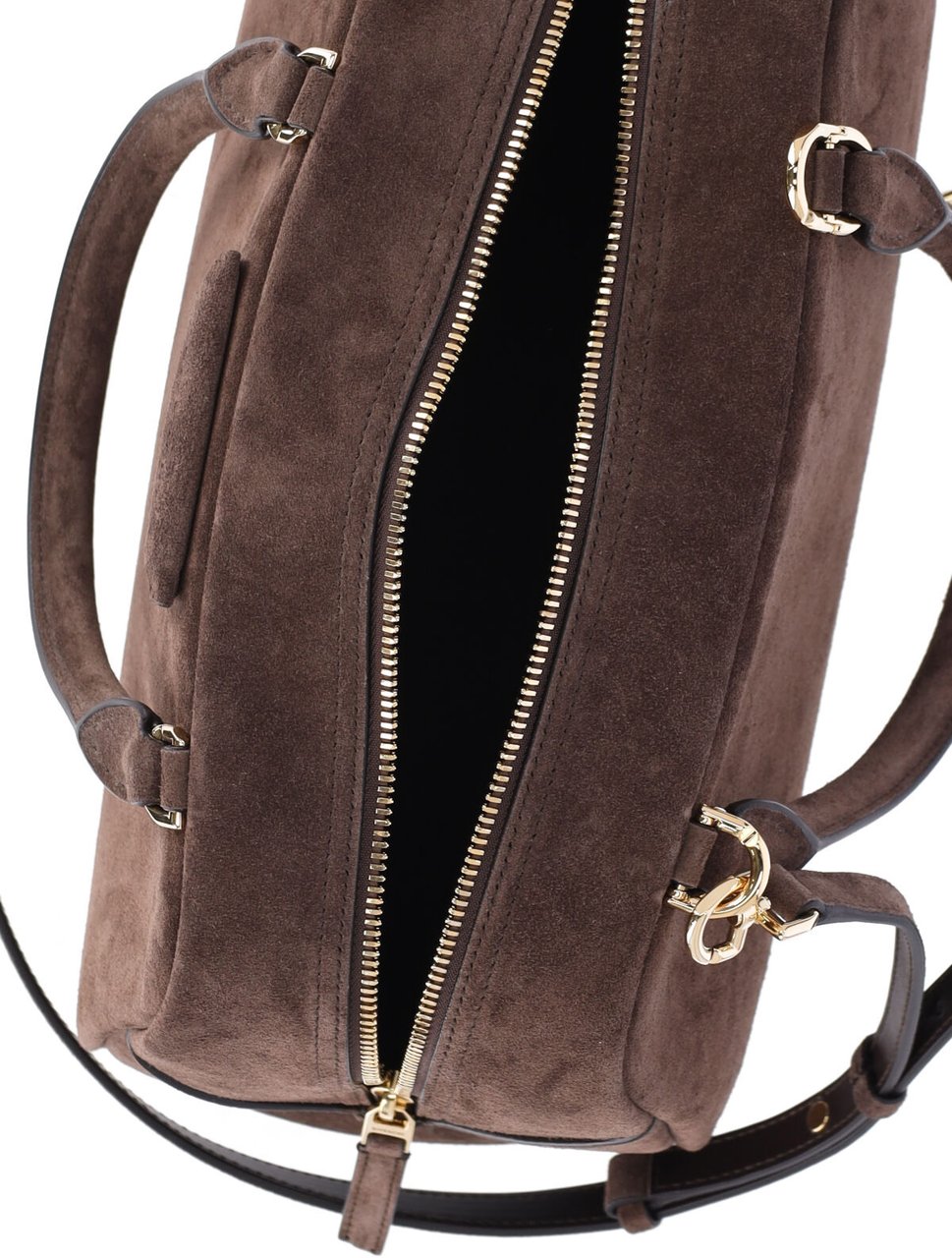 Givenchy Brown Structured Suede Gold Zipper Handbag Bruin