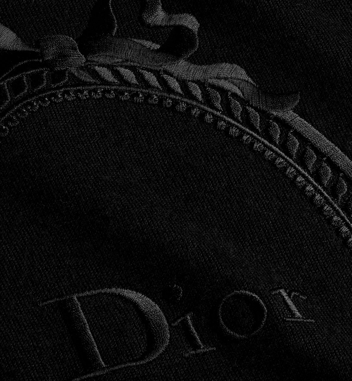 Dior White Pullover Crew Neck Tonal Emblem Zwart