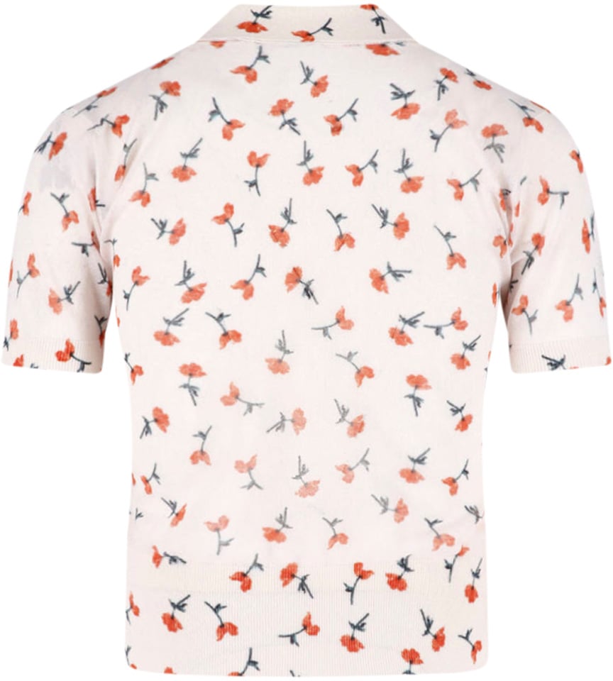 Jil Sander Light Pink Floral Print Short-Sleeve Top Roze