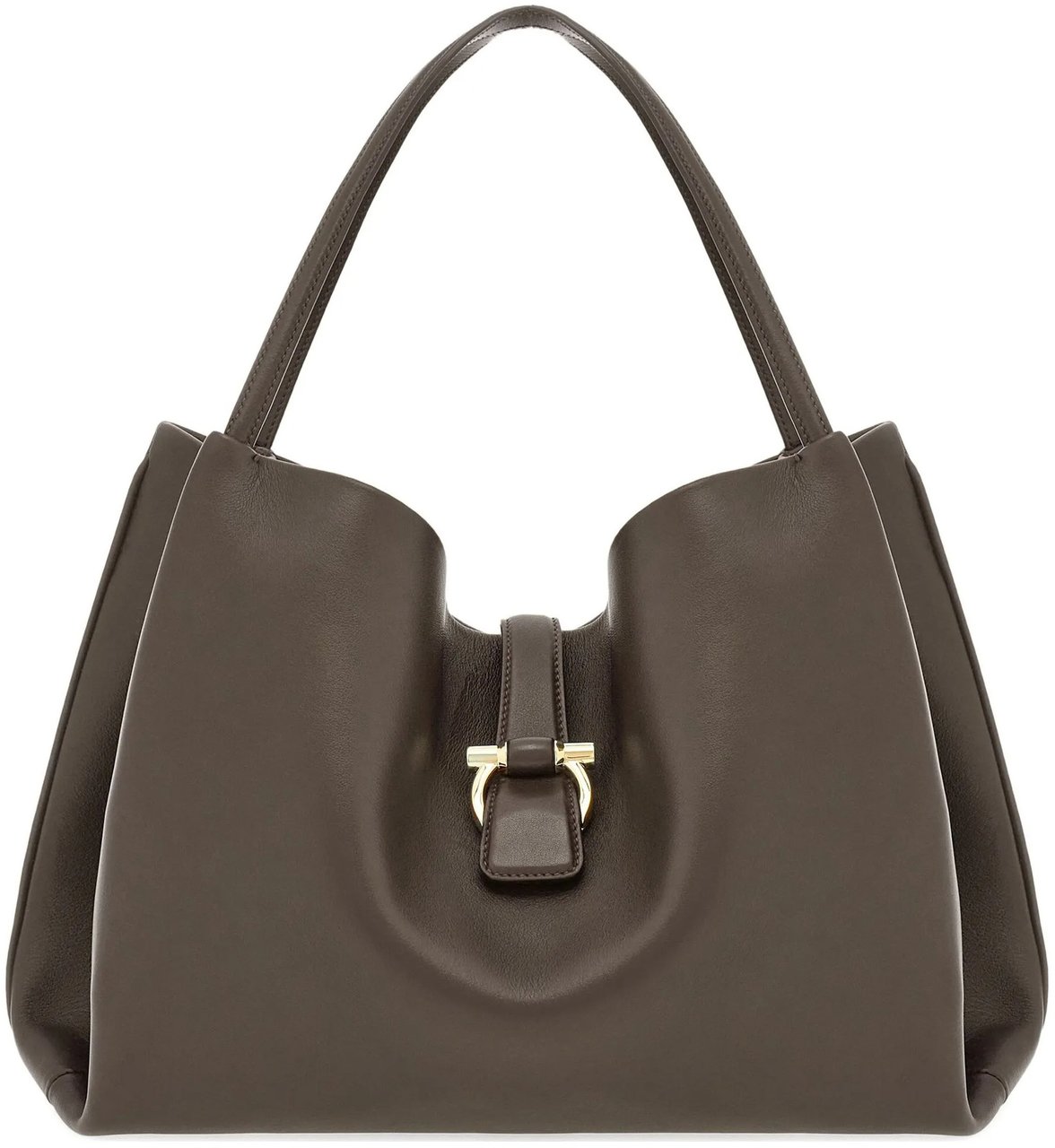 Salvatore Ferragamo Brown Tote M Medium Leather Totes Grijs
